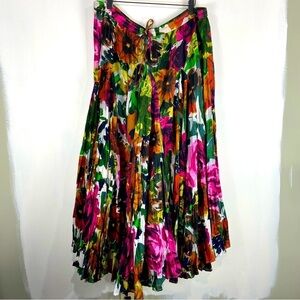 Olivia & Grace Colorful BOHO Flowy Floral Printed Festival Artsy Maxi Skirt XL